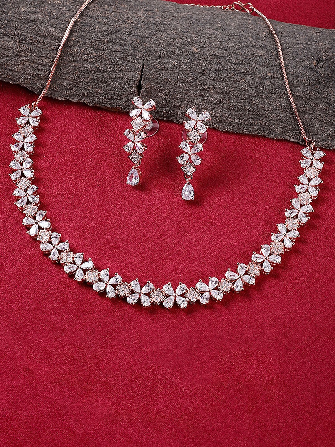 

STEORRA JEWELS Gold-Plated AD-Studded Jewellery Set
