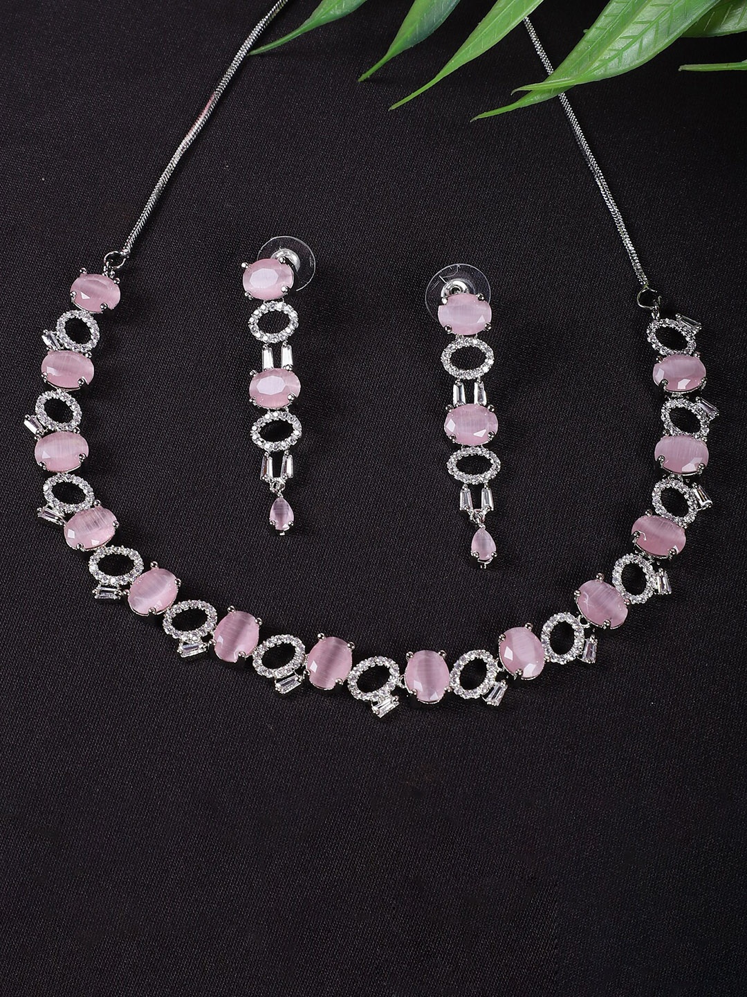 

STEORRA JEWELS Gold-Plated AD Stone-Studded Jewellery Set, Silver