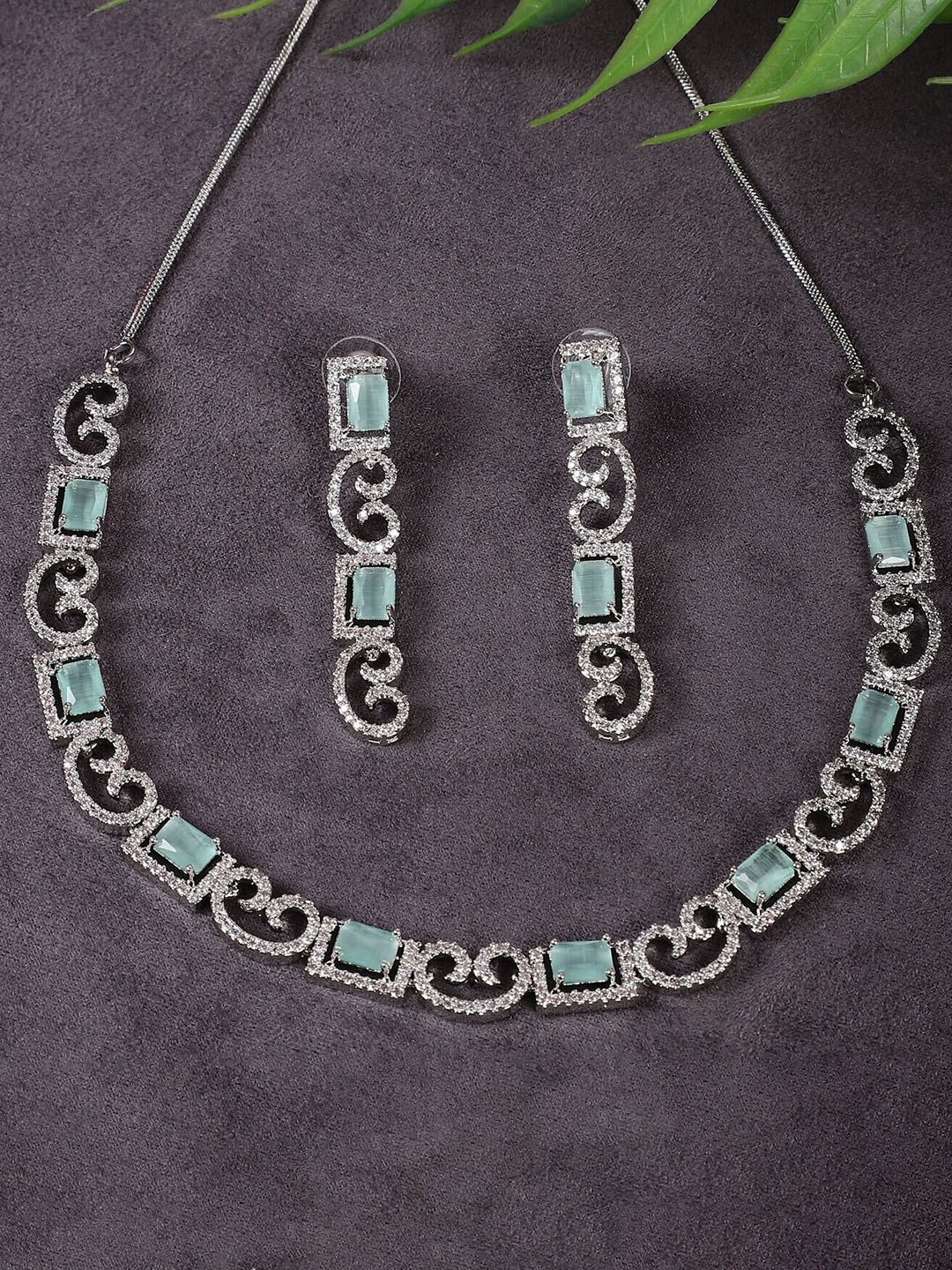 

STEORRA JEWELS Gold-Plated AD-Studded Jewellery Set