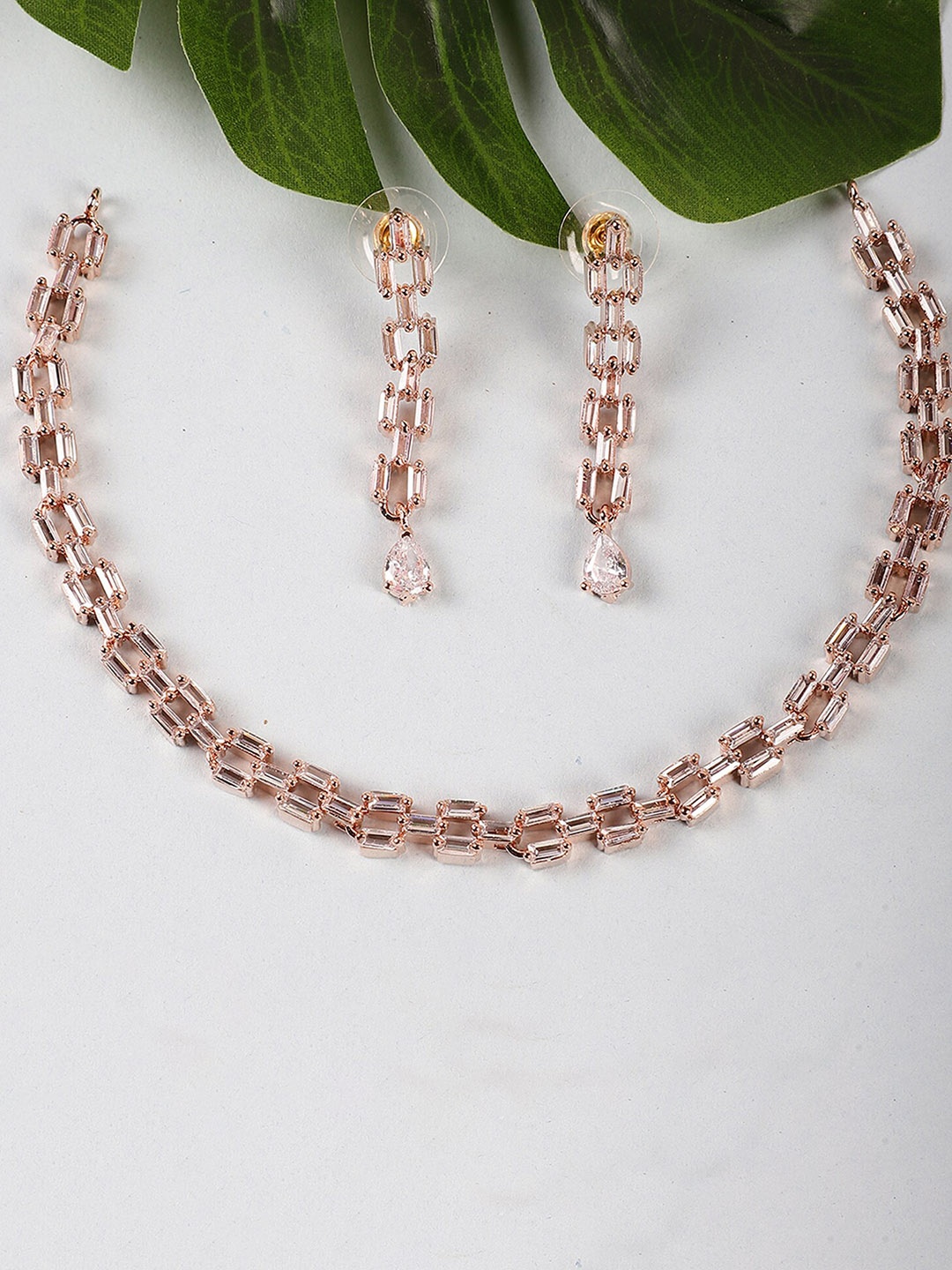 

STEORRA JEWELS Gold-Plated AD-Studded Jewellery Set