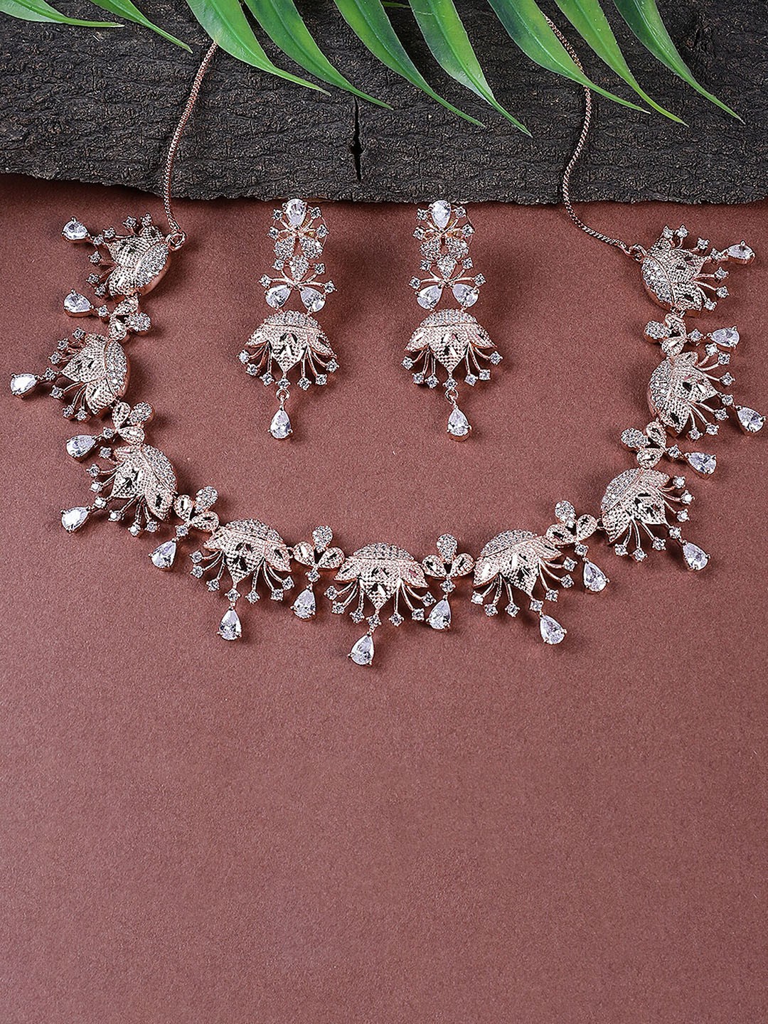 

STEORRA JEWELS Gold-Plated AD-Studded Jewellery Set