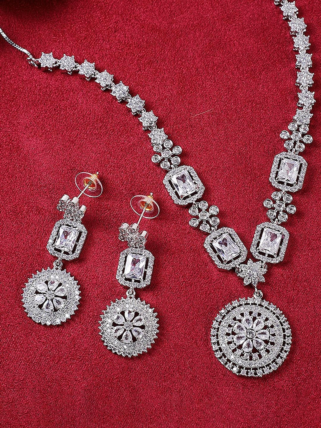 

STEORRA JEWELS Gold-Plated AD-Studded Jewellery Set