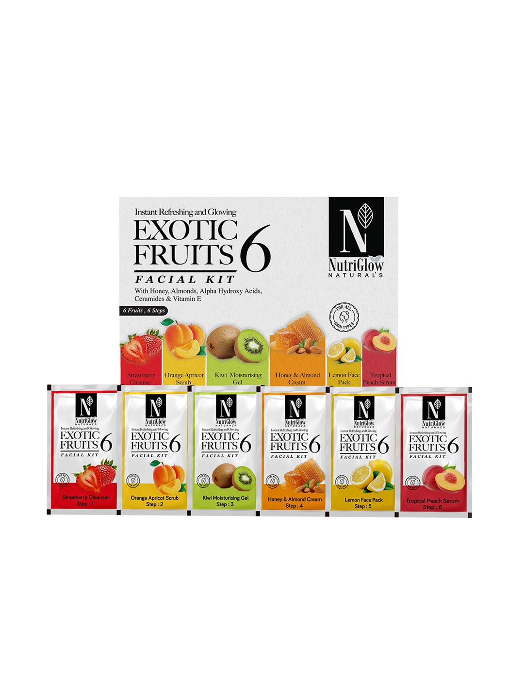 

NutriGlow Naturals 6-Pieces Exotic Fruit Facial Kit 60g, White