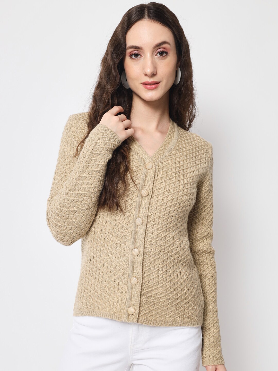 

DAiSY Women Cable Knit Cardigan, Beige