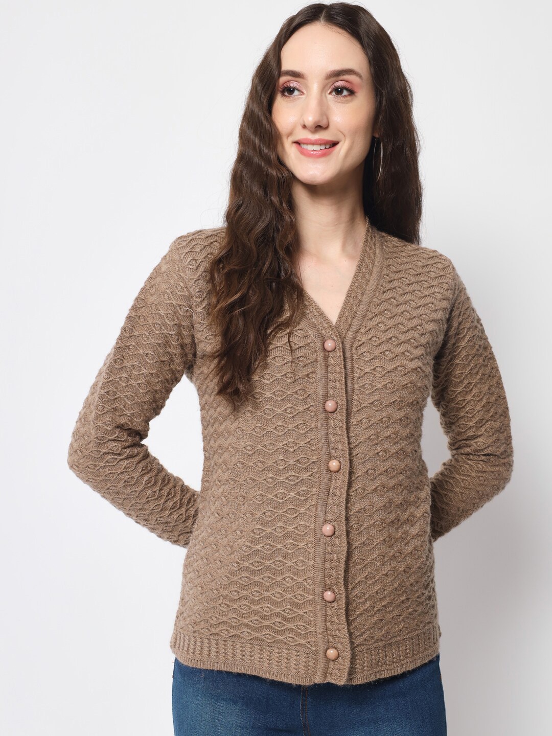 

DAiSY Women Cable Knit Cardigan, Brown