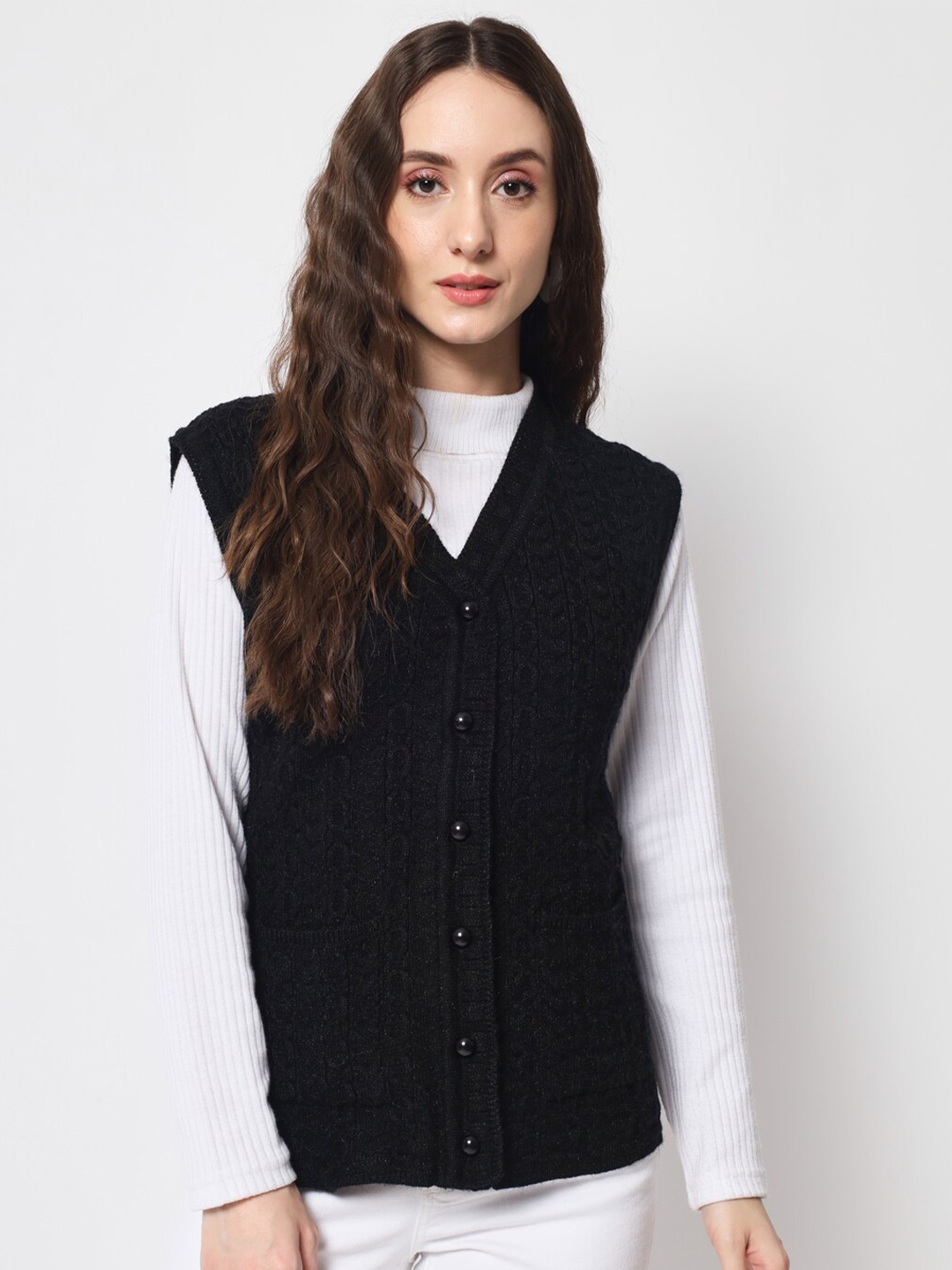 

DAiSY Women Cable Knit Cardigan, Black