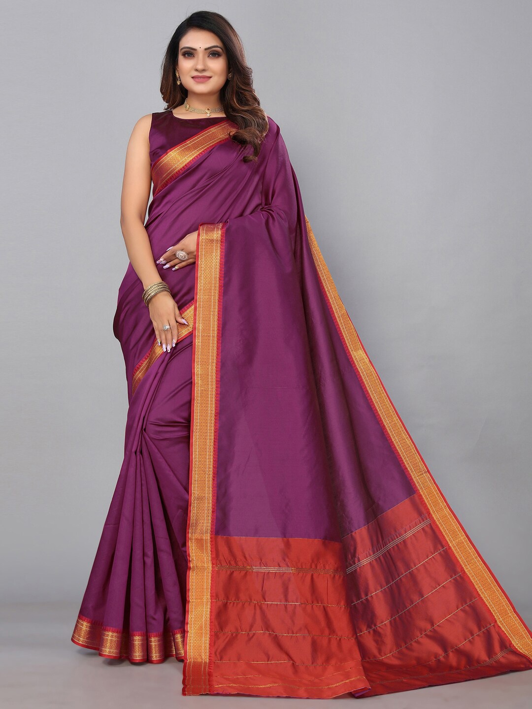 

KALINI Poly Silk Zari Saree, Magenta