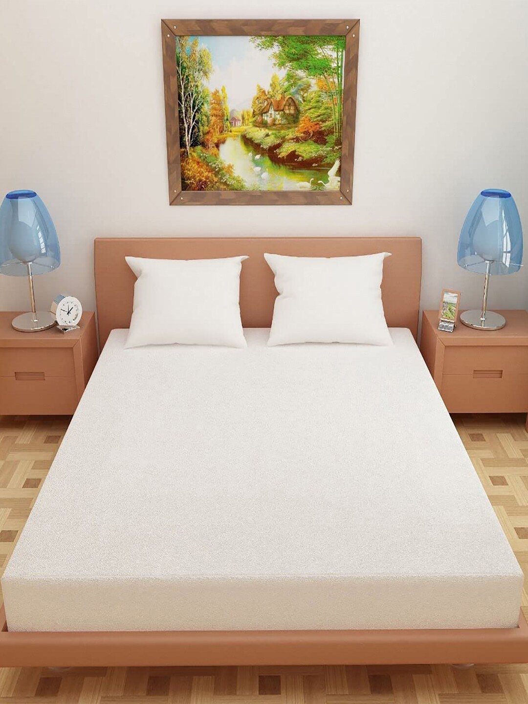 

Kuber Industries White Cotton Waterproof King Mattress Protector