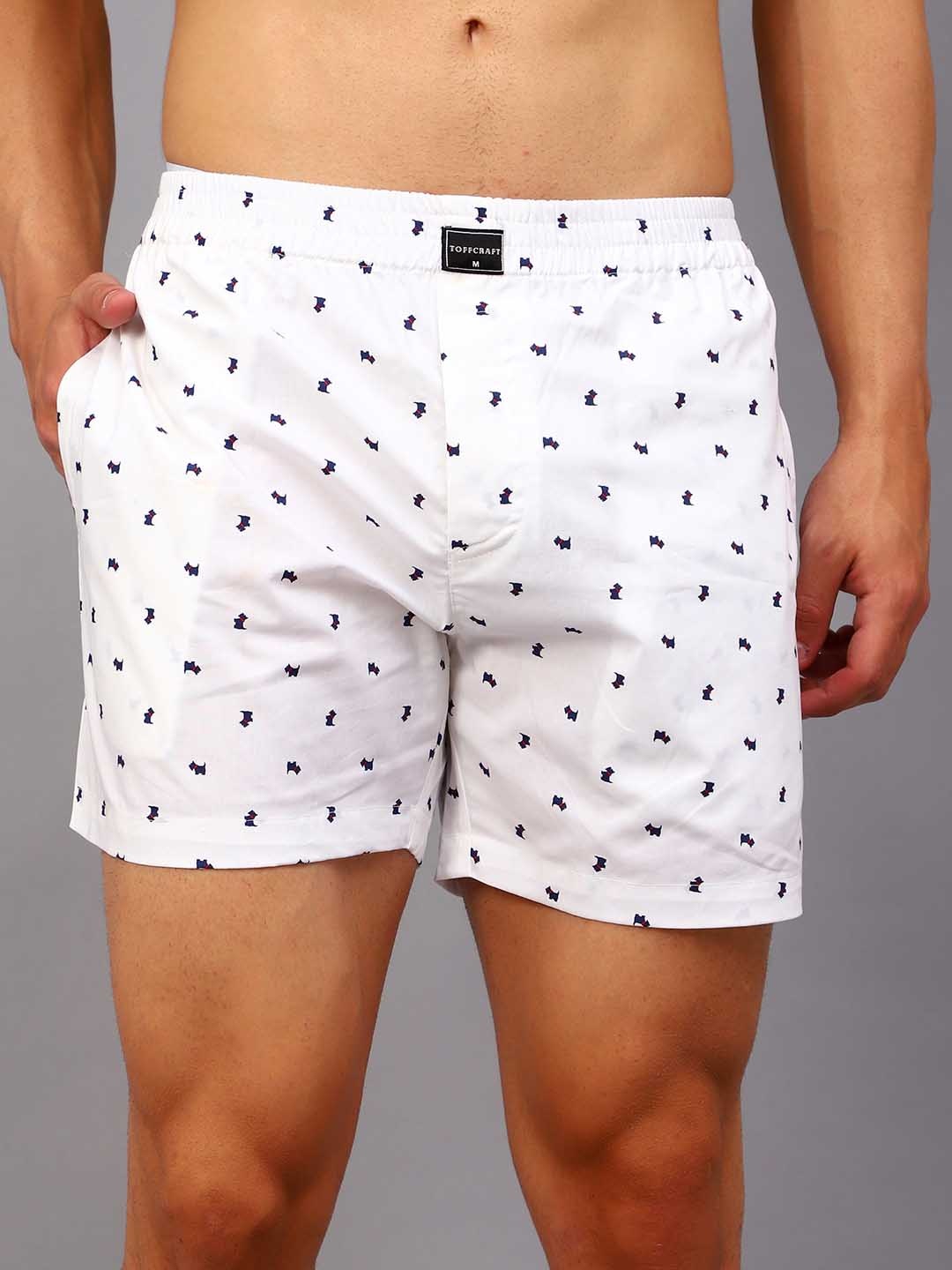 

TOFFCRAFT Austin Men Printed Outer Elastic Boxer, White