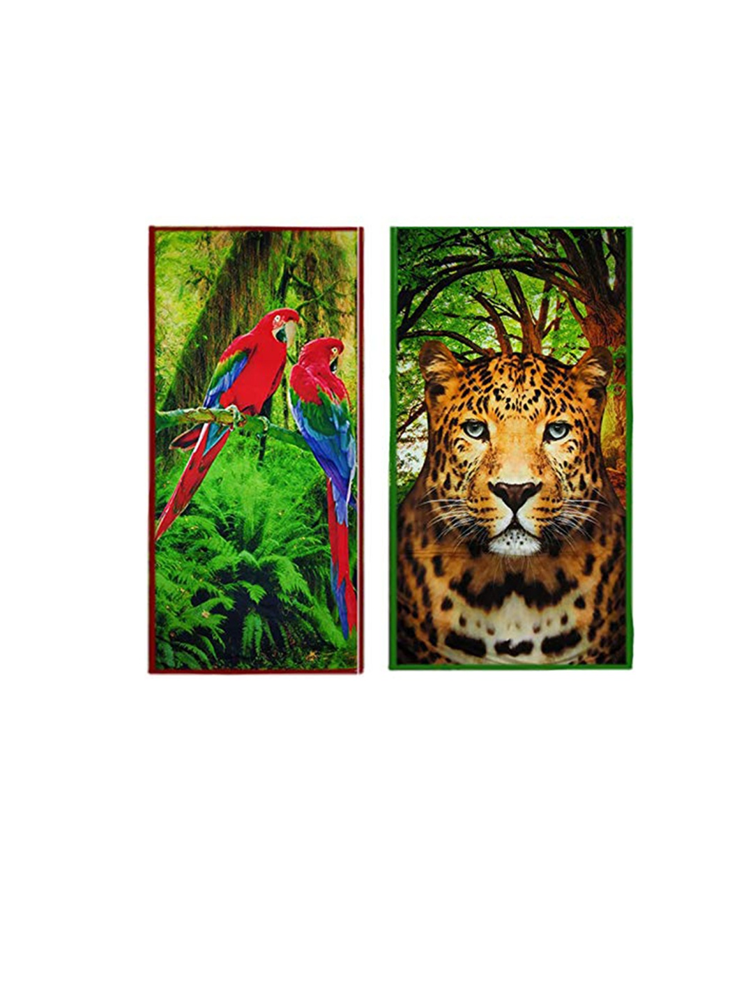 

Lushomes Green and Brown Set of 2 Printed 300 GSM Bath Towels