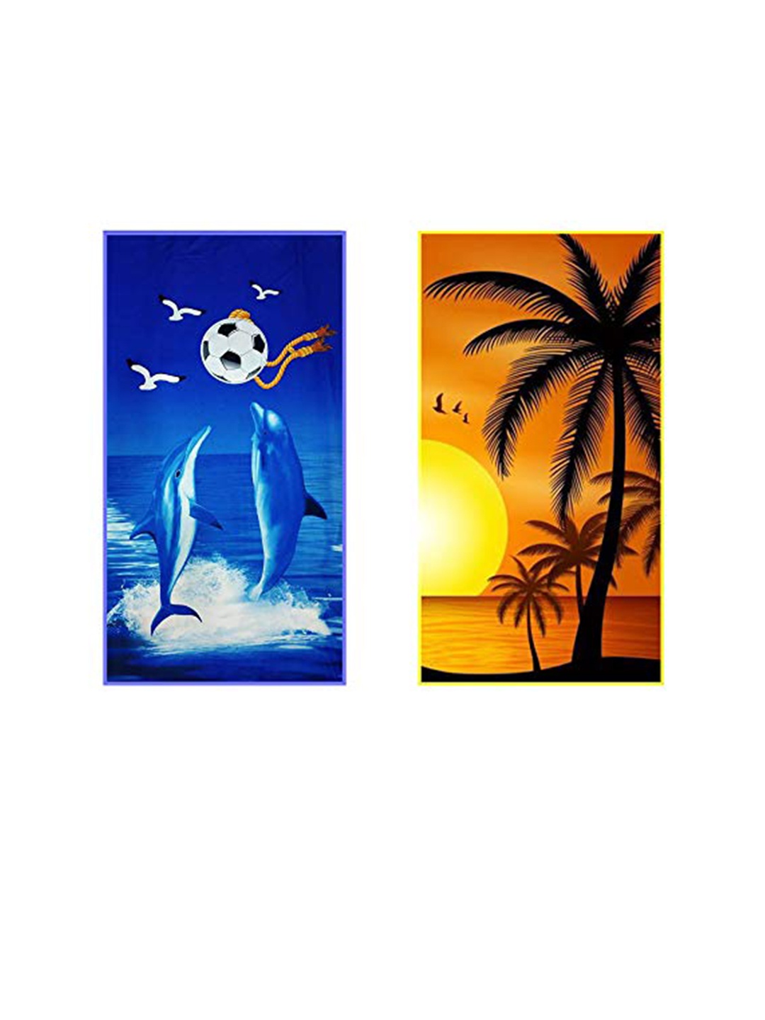 

Lushomes Blue and Orange Set Of 2 Printed 300 GSM Bath Towels