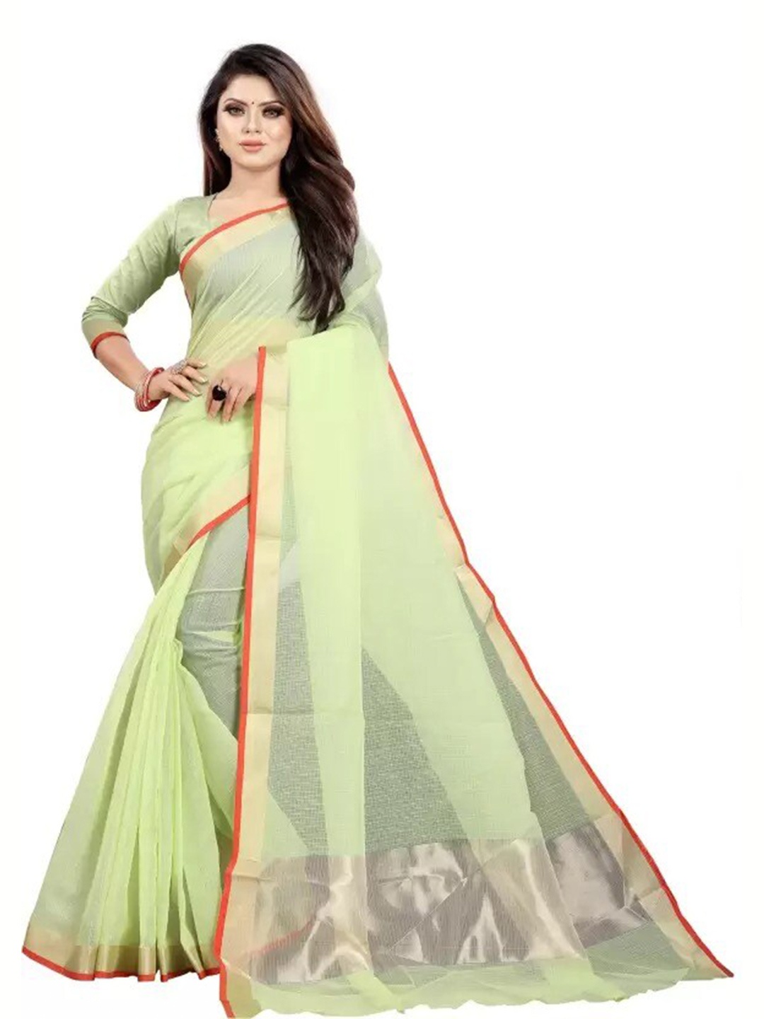 

Florence Zari Silk Cotton Saree, Green
