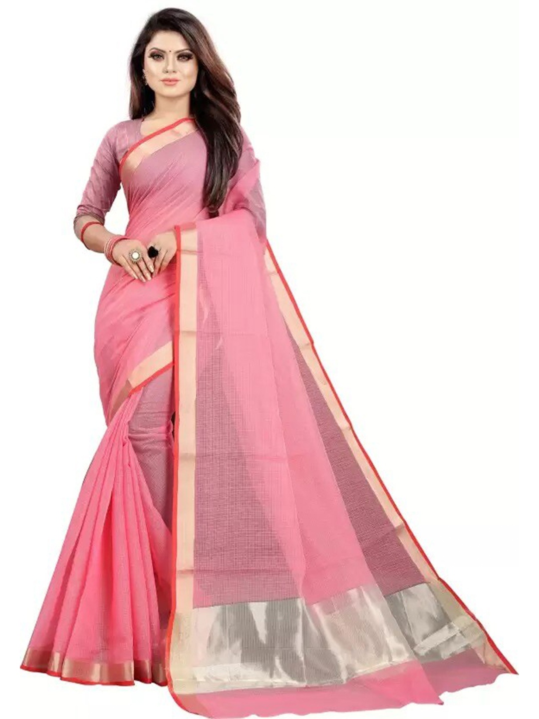 

Florence Zari Silk Cotton Saree, Pink