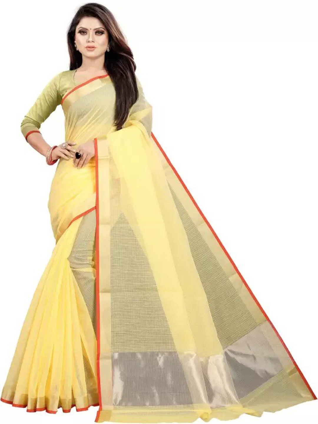 

Florence Zari Silk Cotton Saree, Yellow