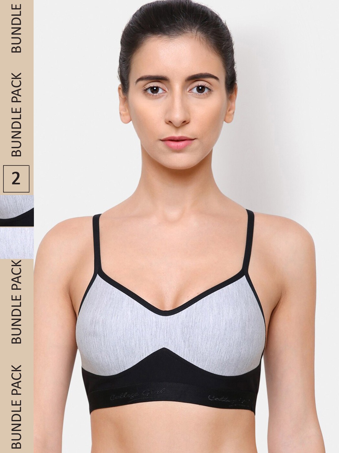 

College Girl Pack Of 2 Cotton Bra, Grey