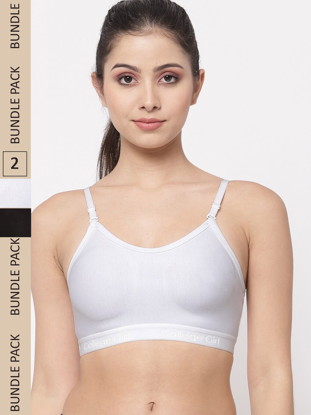 

College Girl Pack Of 2 Training Cotton Bra CG-CoscoSports, White
