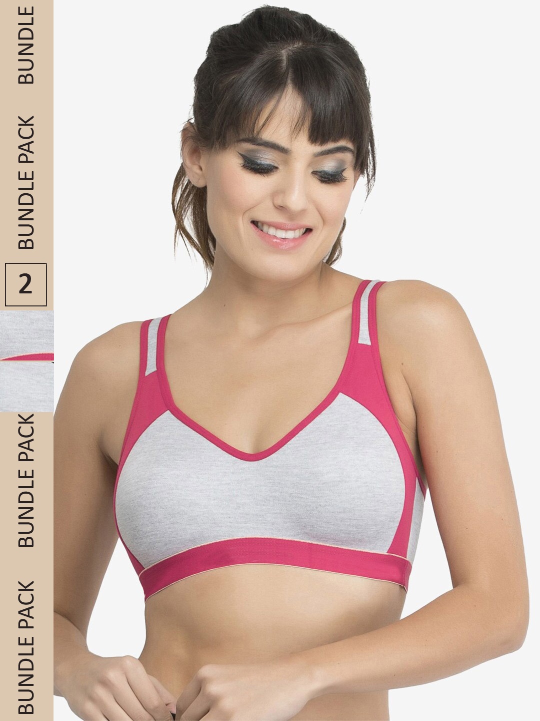 

College Girl Pack Of 2 Cotton Bra, Grey