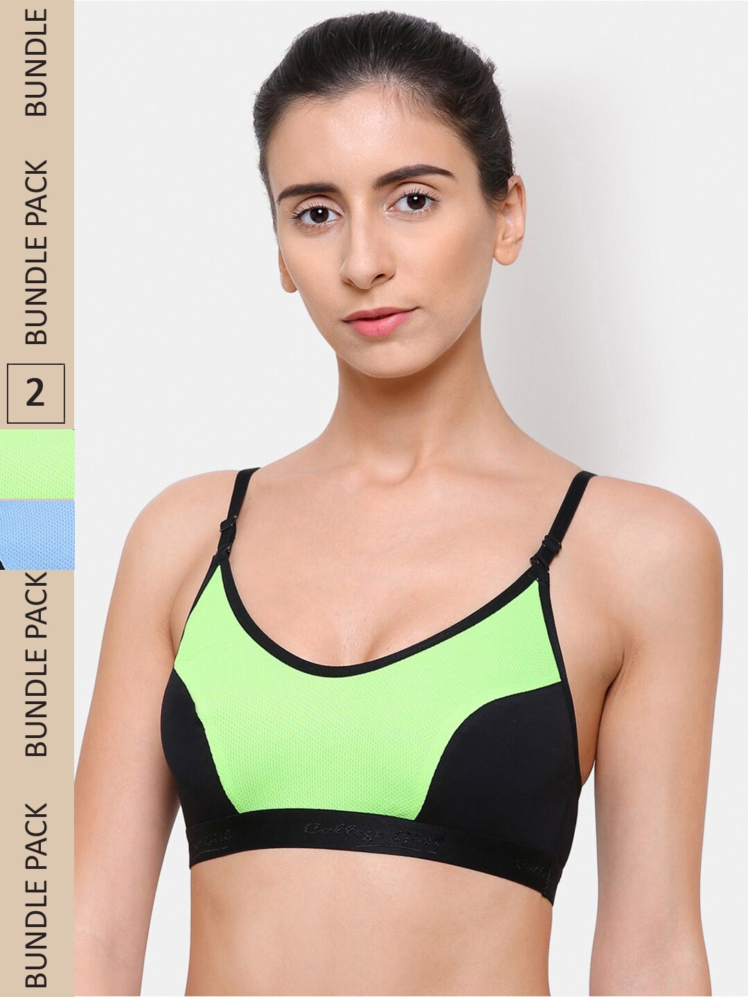 

College Girl Pack of 2 Workout Bra, Blue