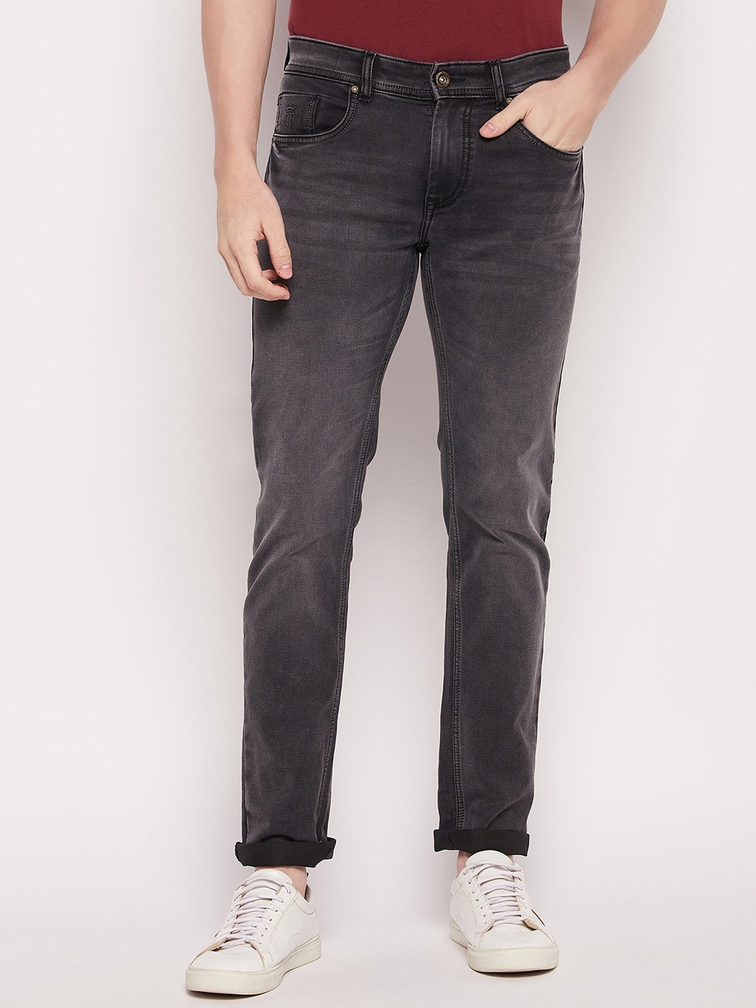 

Duke Men Slim Fit Heavy Fade Stretchable Jeans, Black