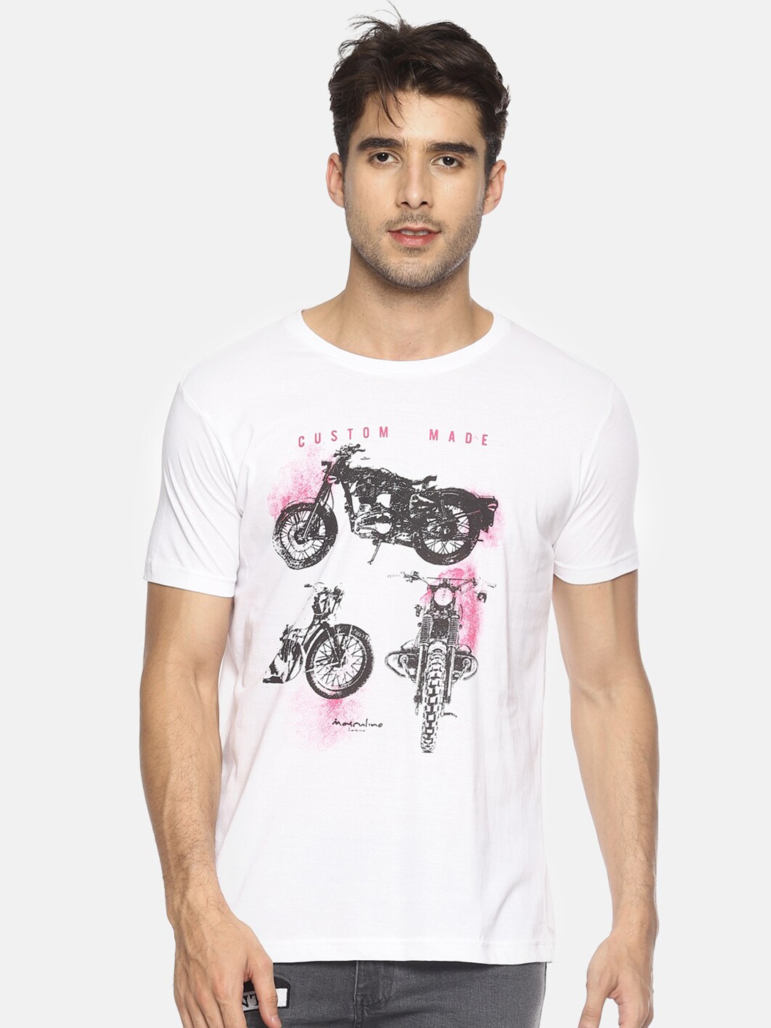 

Masculino Latino Men Printed Cotton T-shirt, White