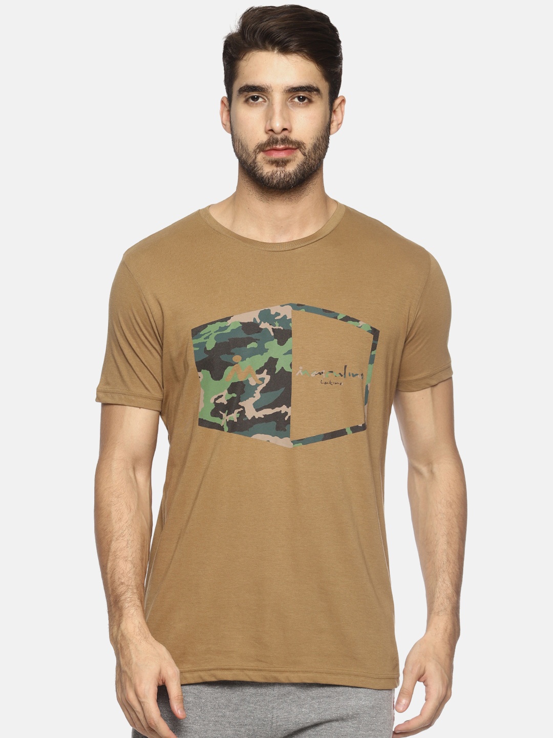 

Masculino Latino Men Printed Cotton T-shirt, Khaki