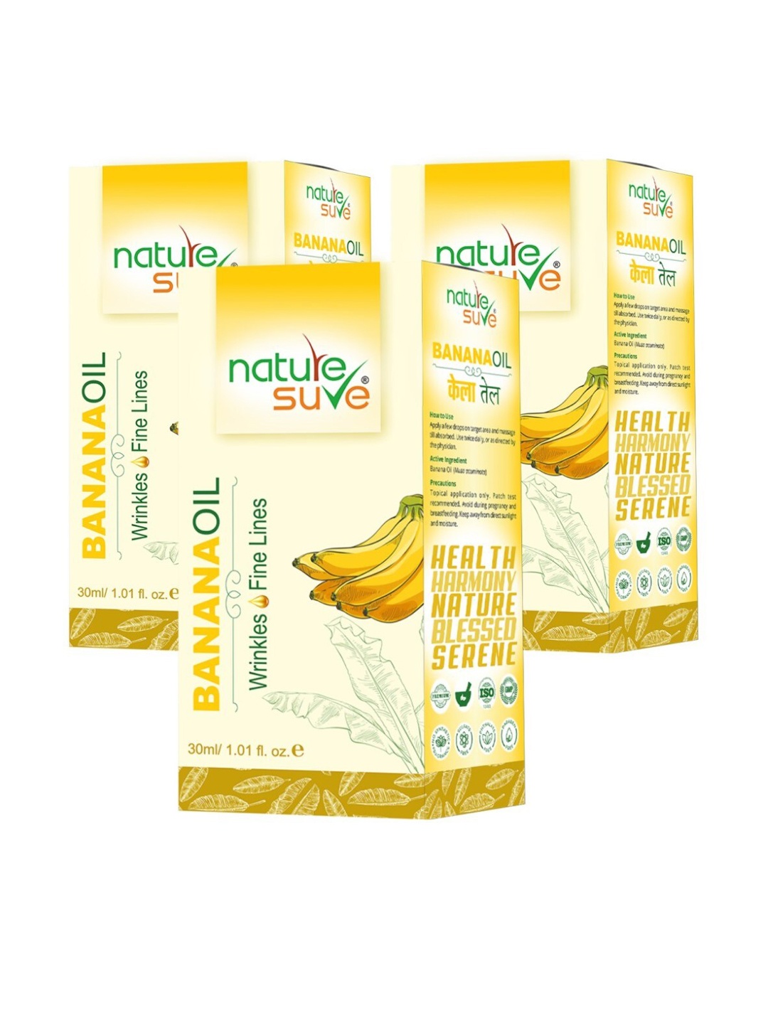 

Nature Sure Set of 3 Banana Massage Oil For Wrinkles & Fine Lines - 30 ml Each, Yellow