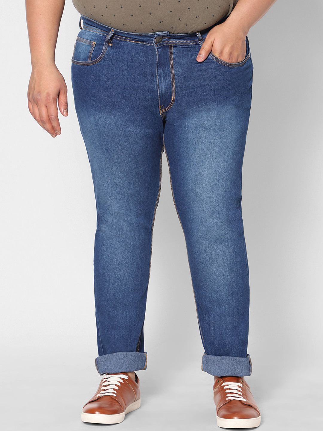 

HJ HASASI Men Plus Size Heavy Fade Stretchable Cotton Jeans, Blue