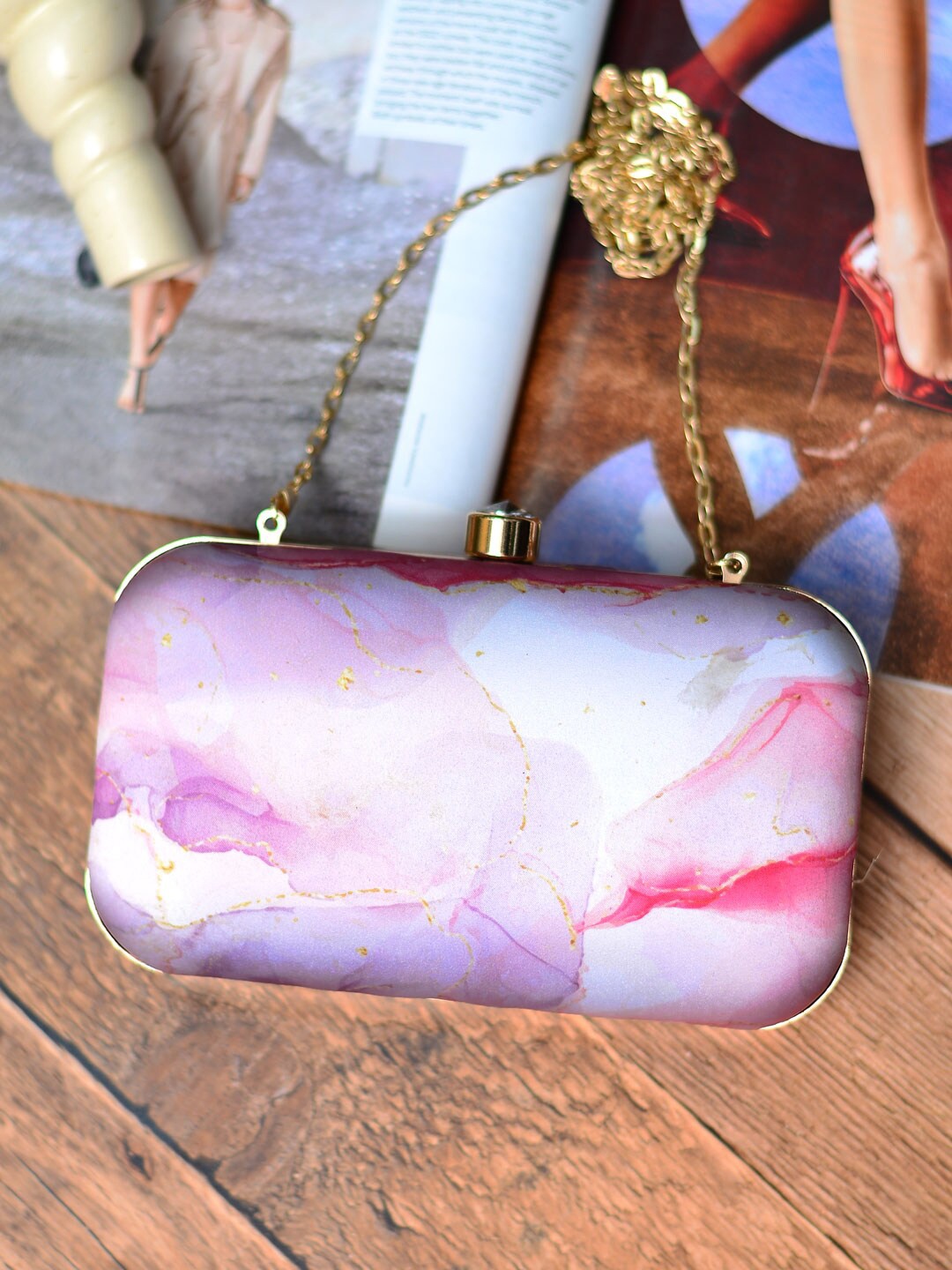 

ARTKLIM Printed Box Clutch, White