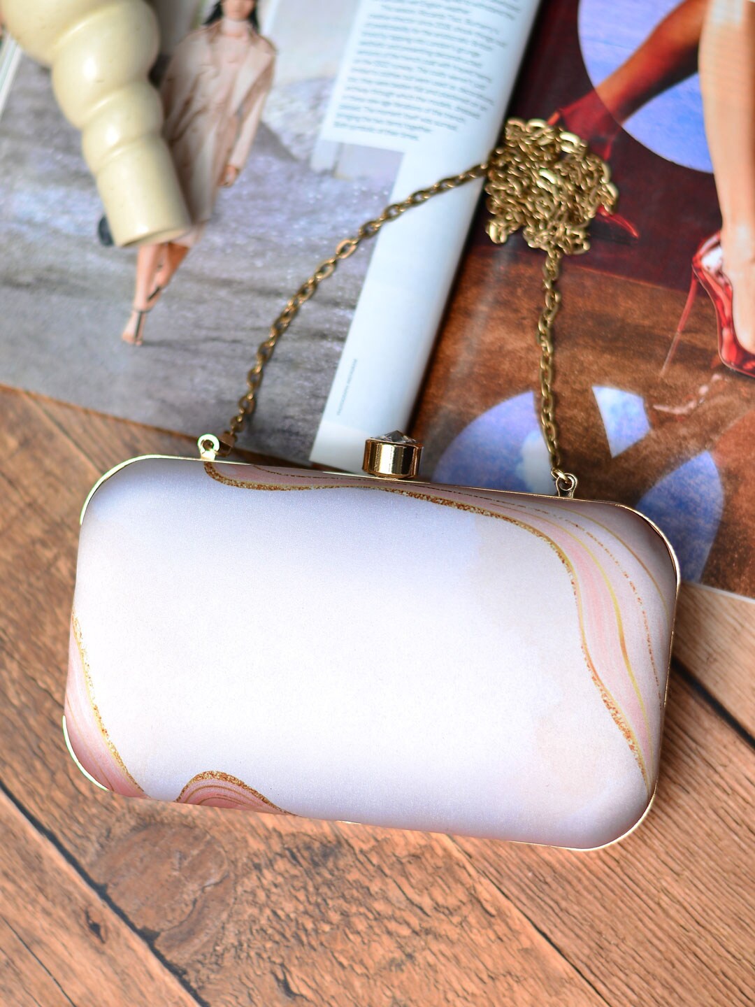 

ARTKLIM Printed Box Clutch, White
