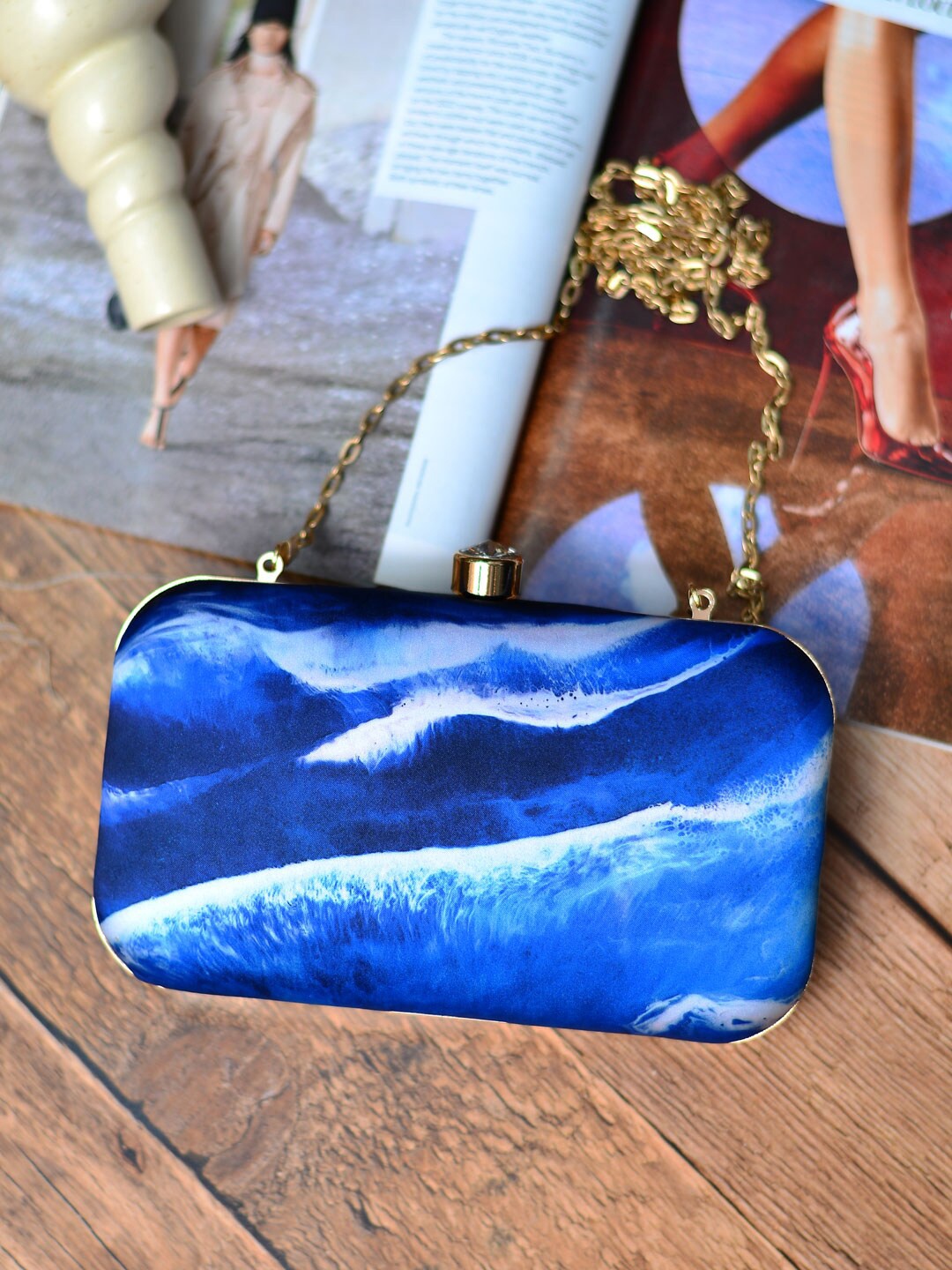 

ARTKLIM Printed Box Clutch, Blue