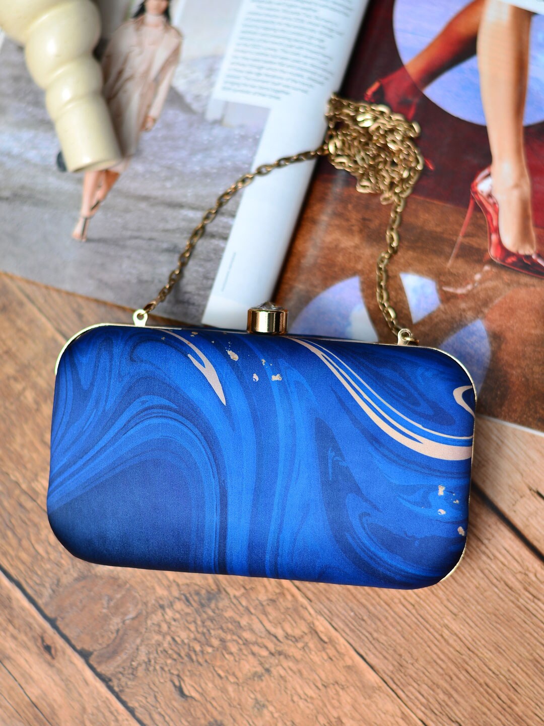 

ARTKLIM Printed Box Clutch, Blue