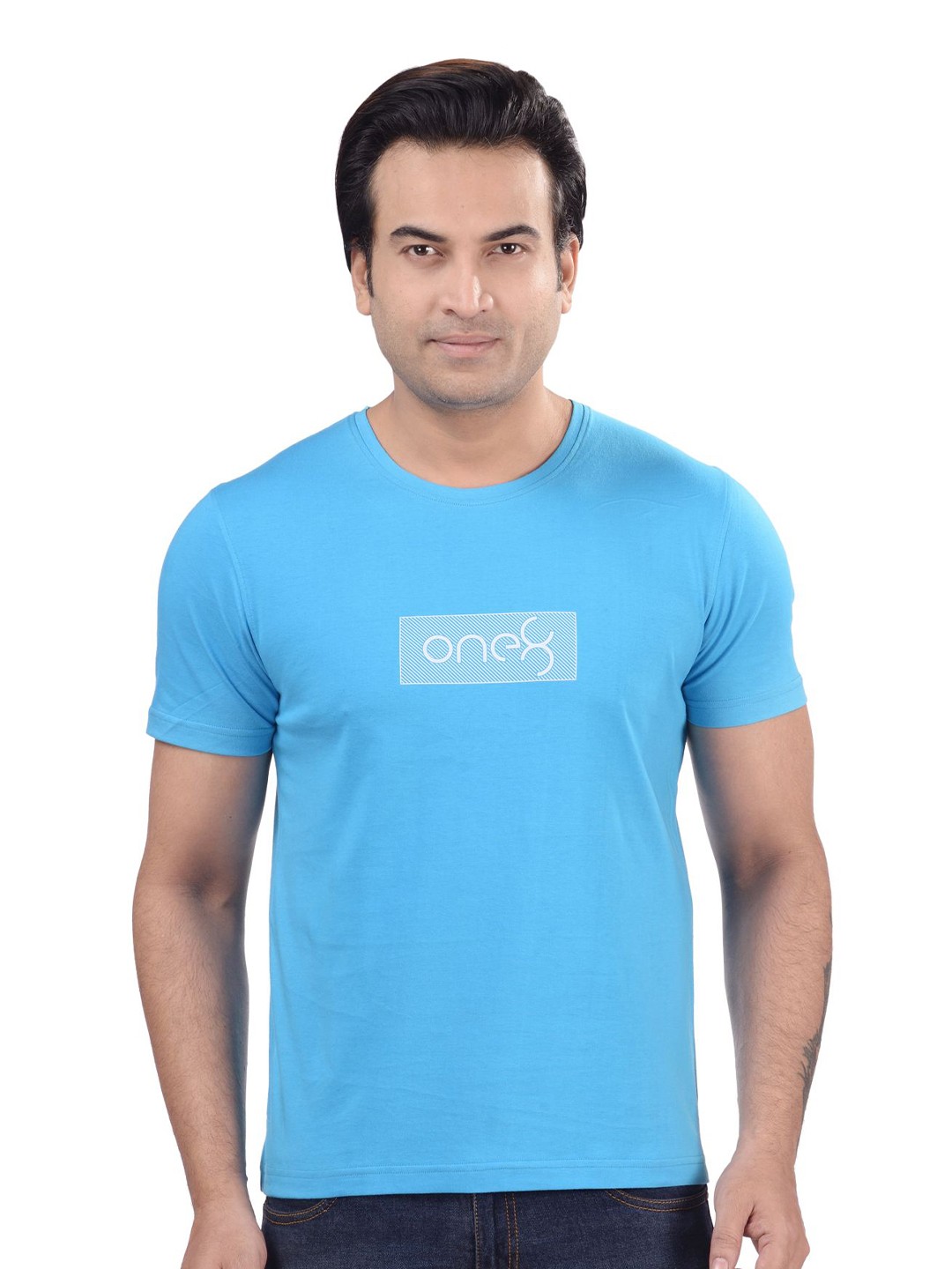 

one8 by Virat Kohli Men Typography Printed Cotton T-shirt, Blue