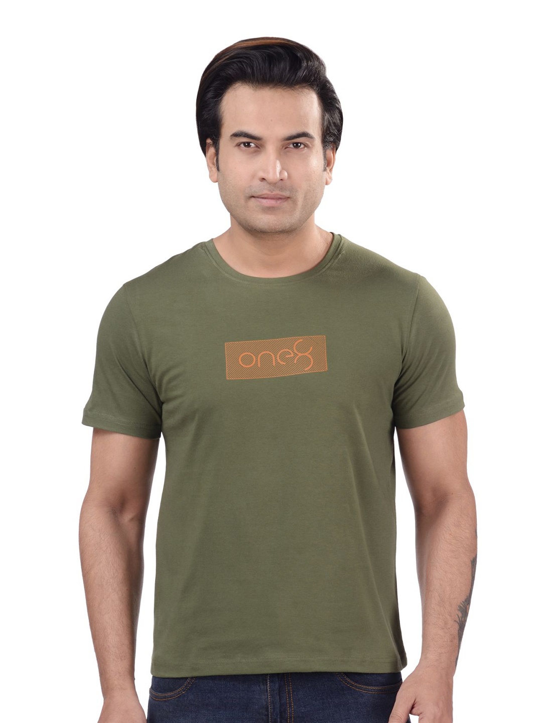 

one8 by Virat Kohli Men Typography Printed Cotton T-shirt, Olive