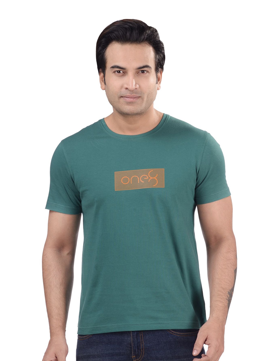 

one8 by Virat Kohli Men Typography Printed Cotton T-shirt, Green