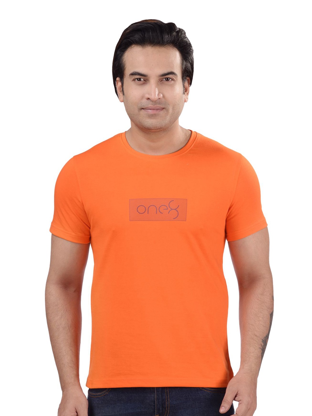 

one8 by Virat Kohli Men Typography Printed Cotton T-shirt, Orange