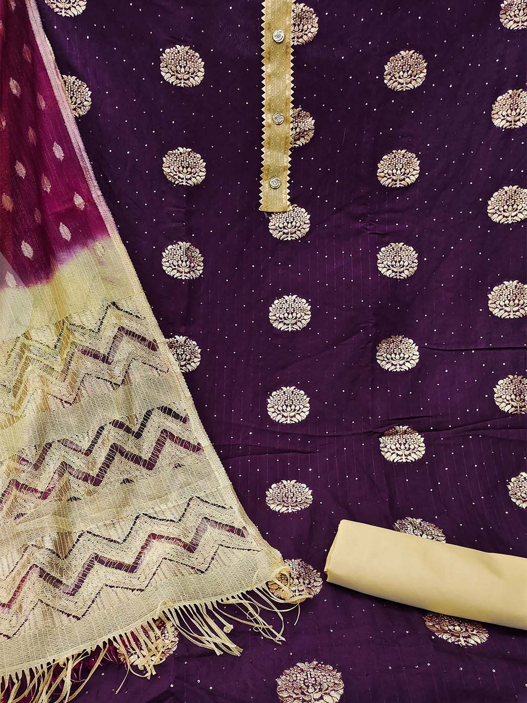 

KALINI Unstitched Dress Material, Magenta