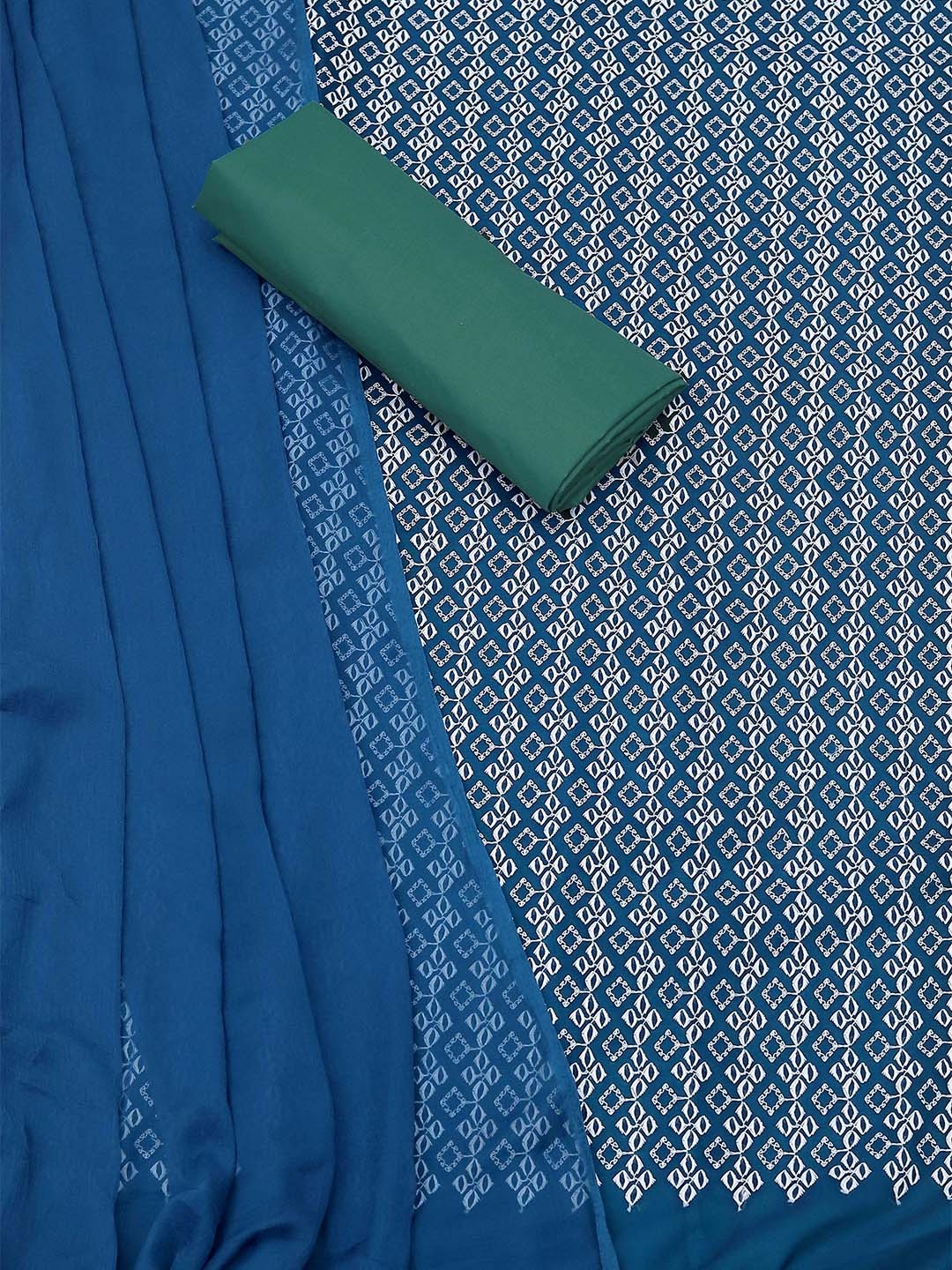 

KALINI Embroidered Silk Georgette Unstitched Dress Material, Blue