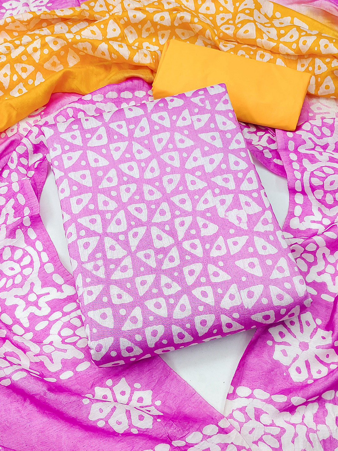 

KALINI Printed Pure Cotton Unstitched Dress Material, Pink