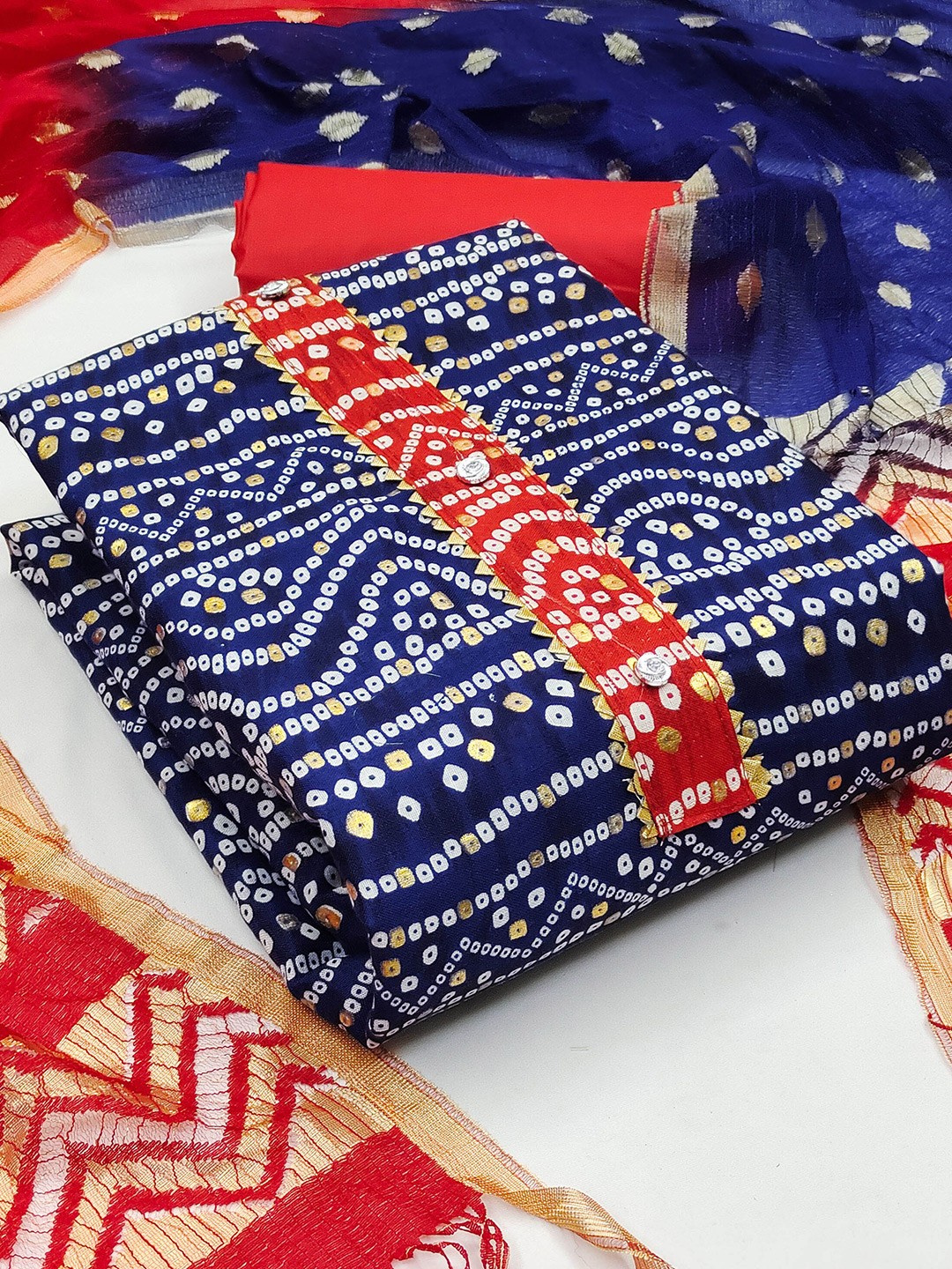 

KALINI Printed Pure Cotton Unstitched Dress Material, Blue
