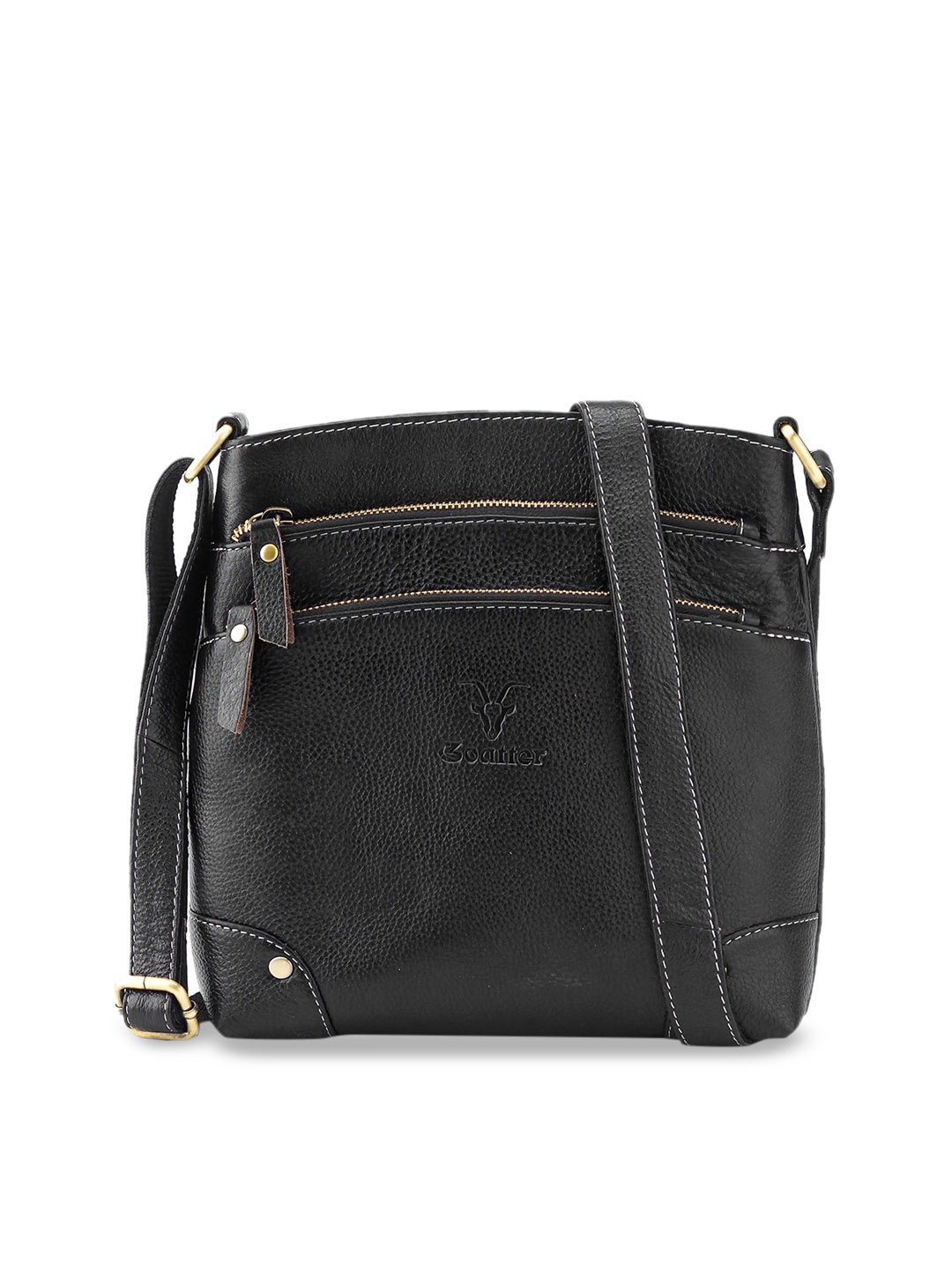 

Goatter Leather Structured Sling Bag, Black