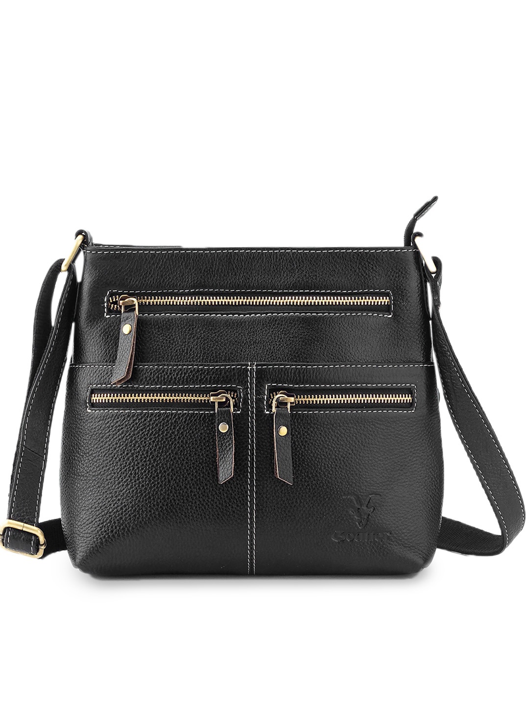 

Goatter Leather Structured Sling Bag, Black