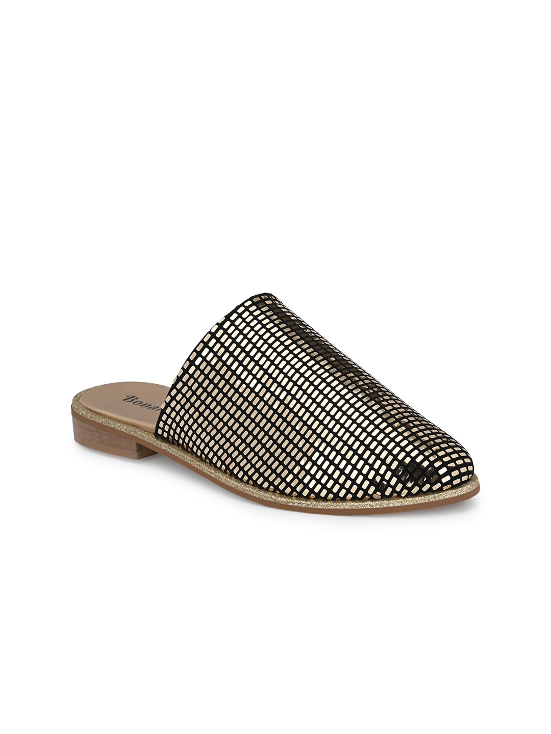 

BONALI Women Embellished Ethnic Mules Flats, Gold