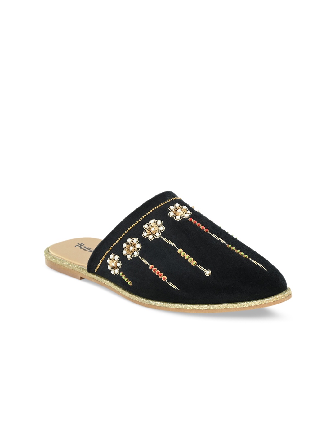 

BONALI Women Embellished Ethnic Mules, Black