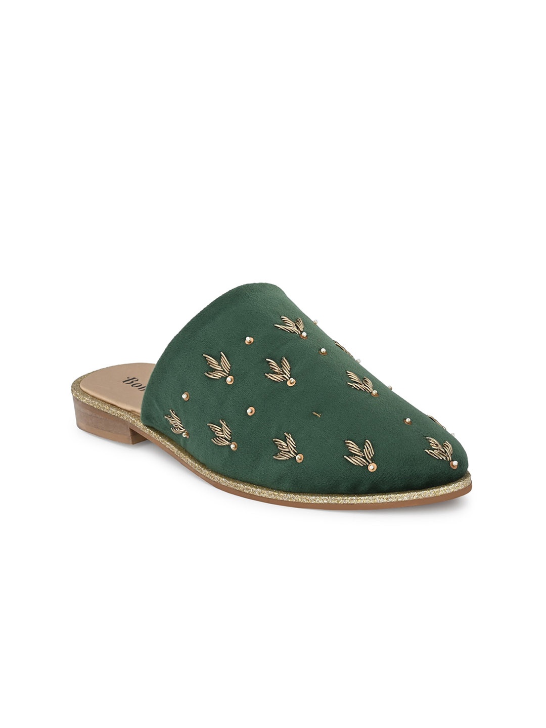 

BONALI Women Embellished Mules Flats, Green
