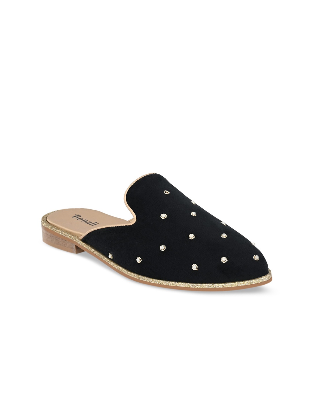 

BONALI Women Embellished Ethnic Mules, Black