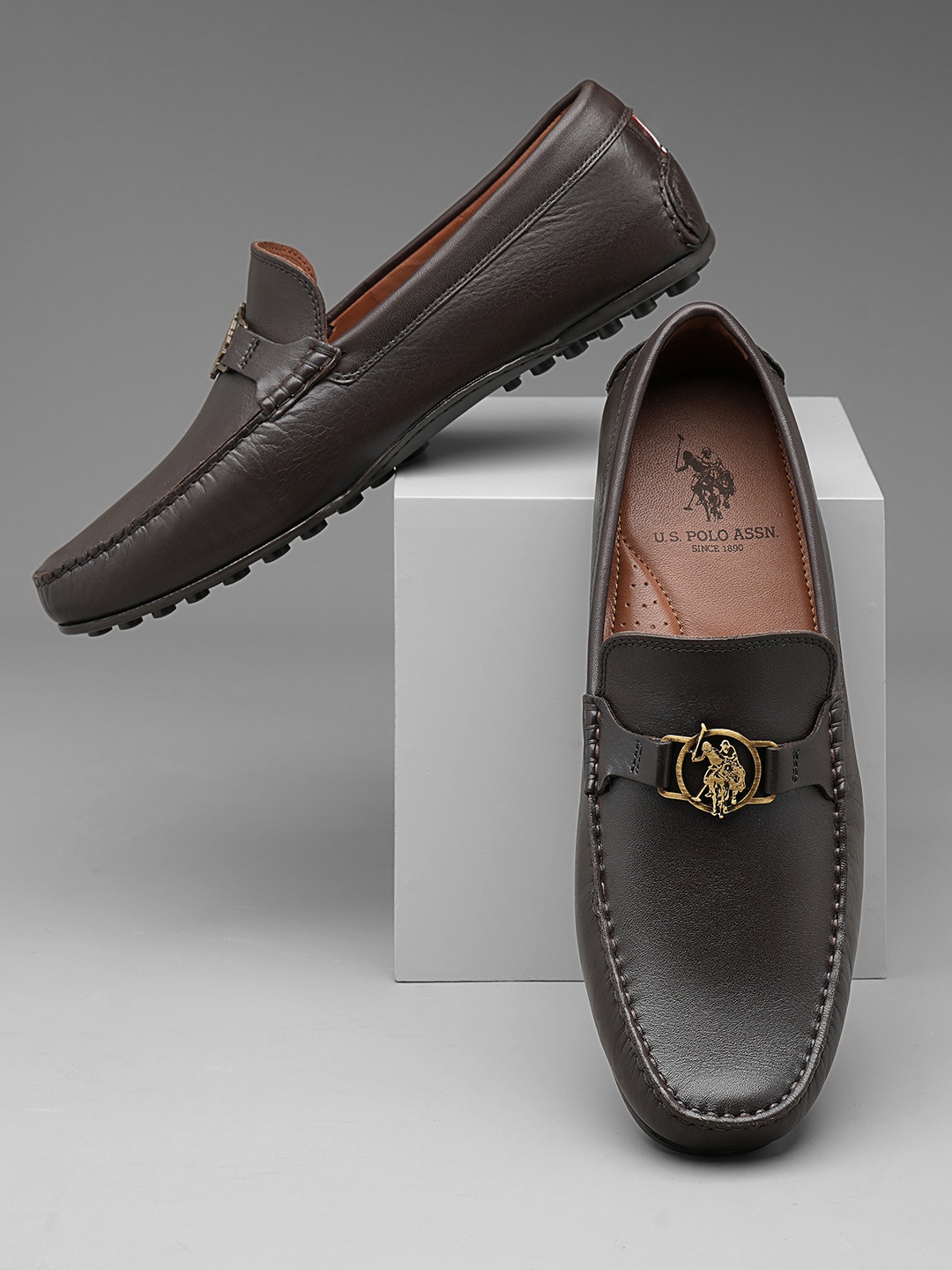 

U S Polo Assn Men Leather Driving Shoes, Brown