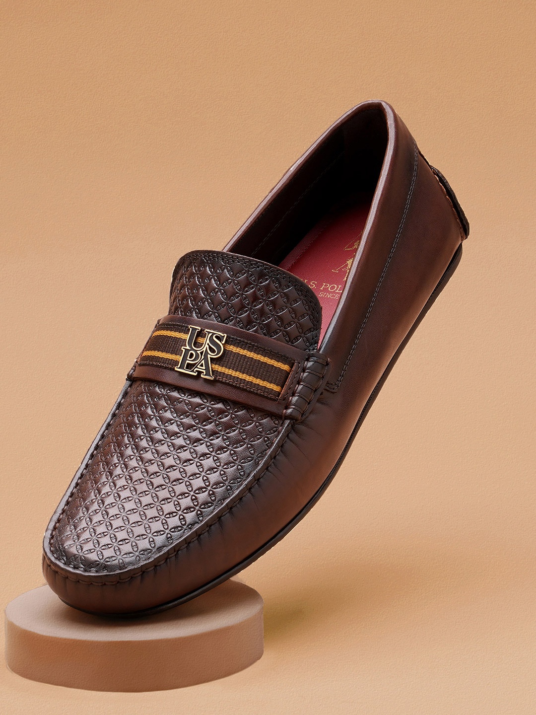 

U.S. Polo Assn. Men Textured Leather Loafers, Brown