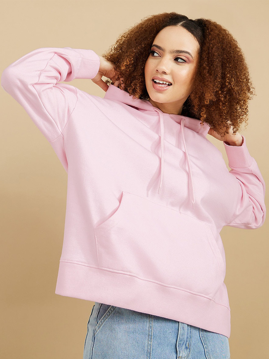 

Styli Women Hooded Cotton Sweatshirt, Pink