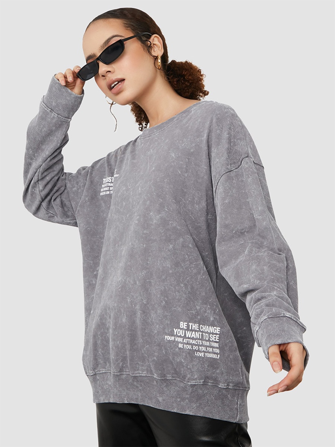 

Styli Round Neck Cotton Sweatshirt, Grey