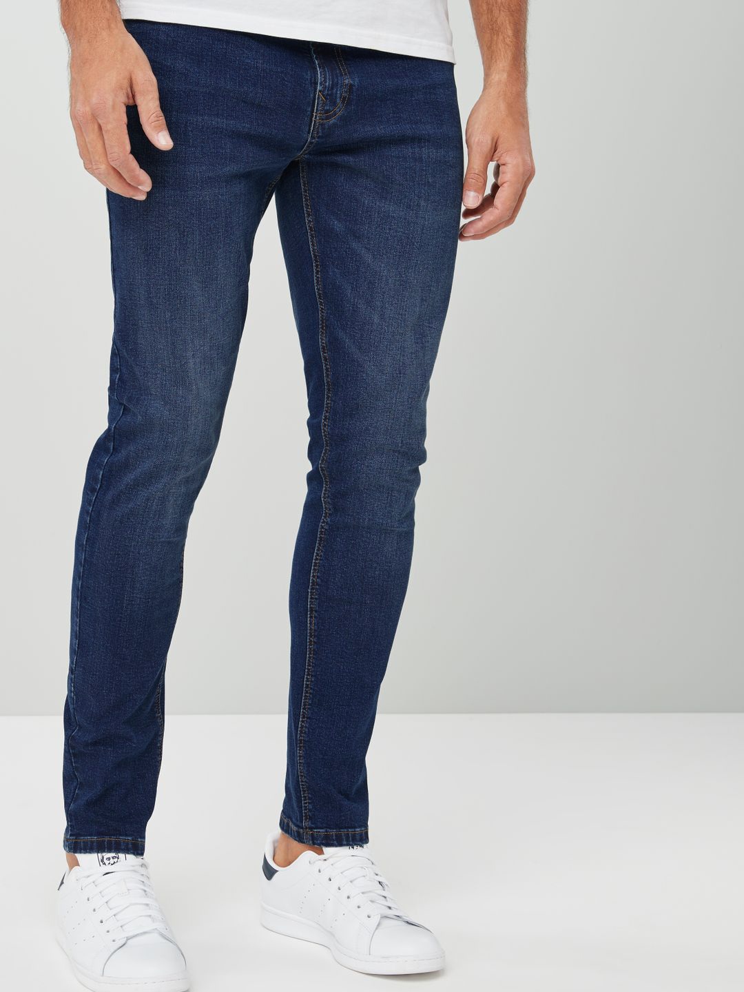 

NEXT Men Skinny Fit Light Fade Stretchable Jeans, Blue